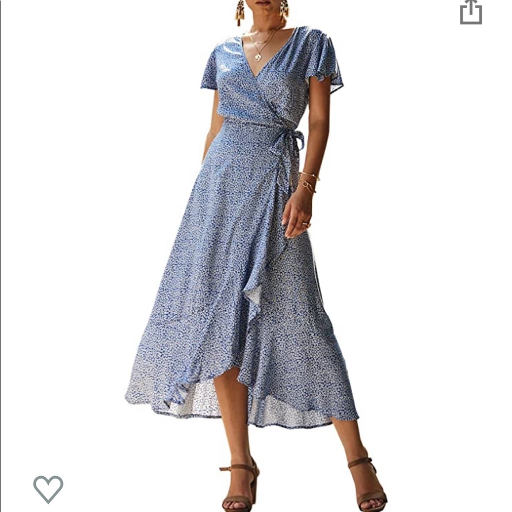 Blue maxi wrap dress